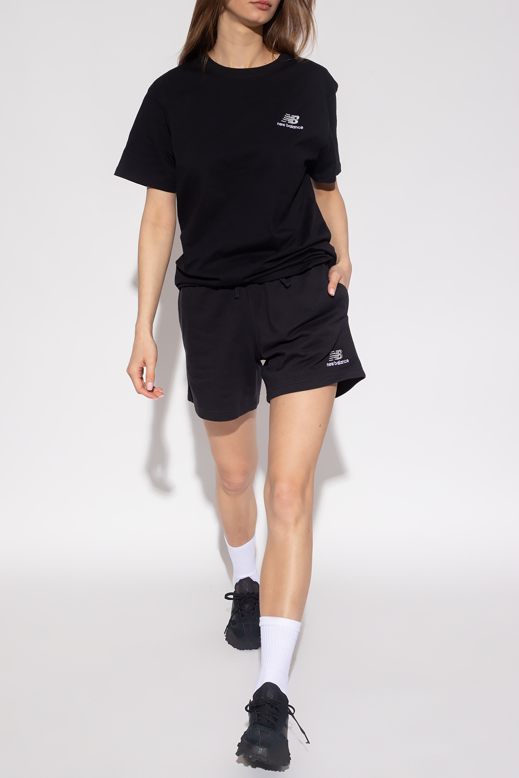 SchaferandweinerShops HK - Кроссовки new balance 530 женские кроссовки -  Black Sweat shorts with logo New Balance